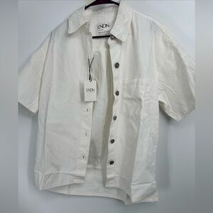LNDN Landon White Denim Button Front Shirt Jacket NWT Size XS